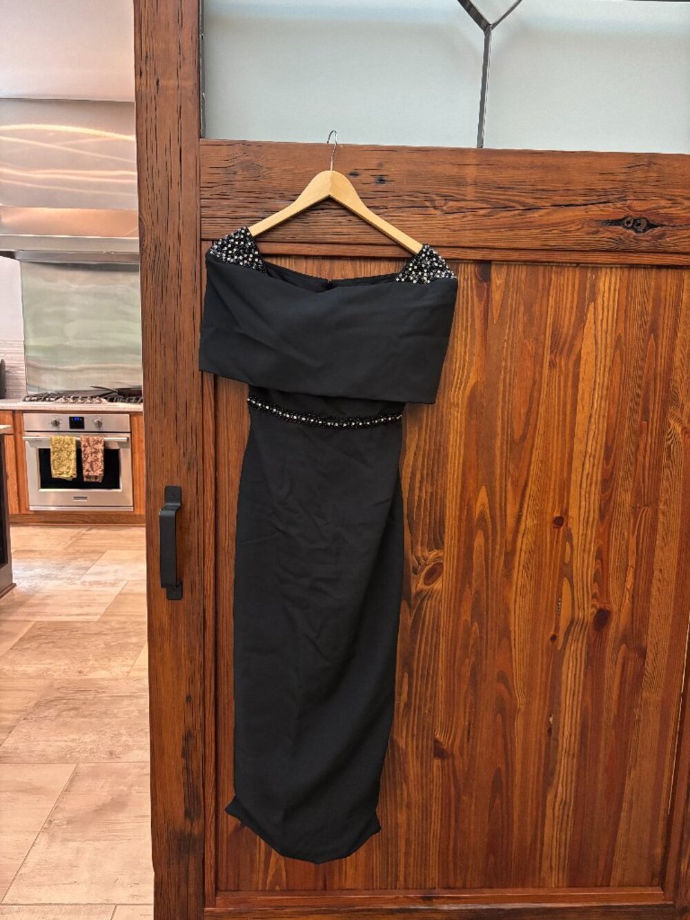 Black Formal Sheath Short Sleeve Dress